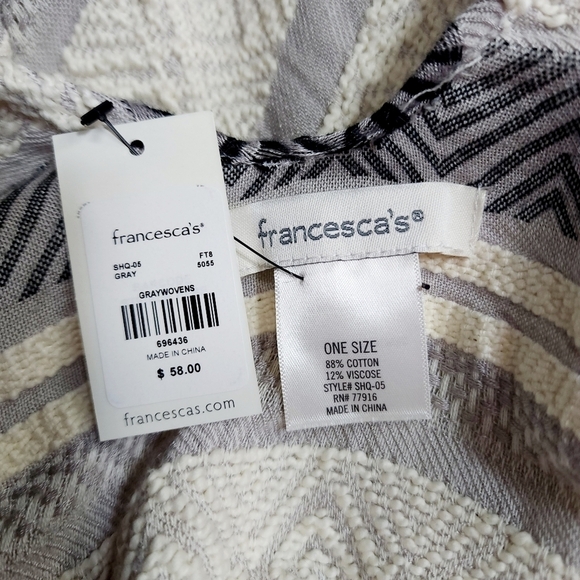 Francesca's Cotton Shawl One Size Nwt - Picture 5 of 6